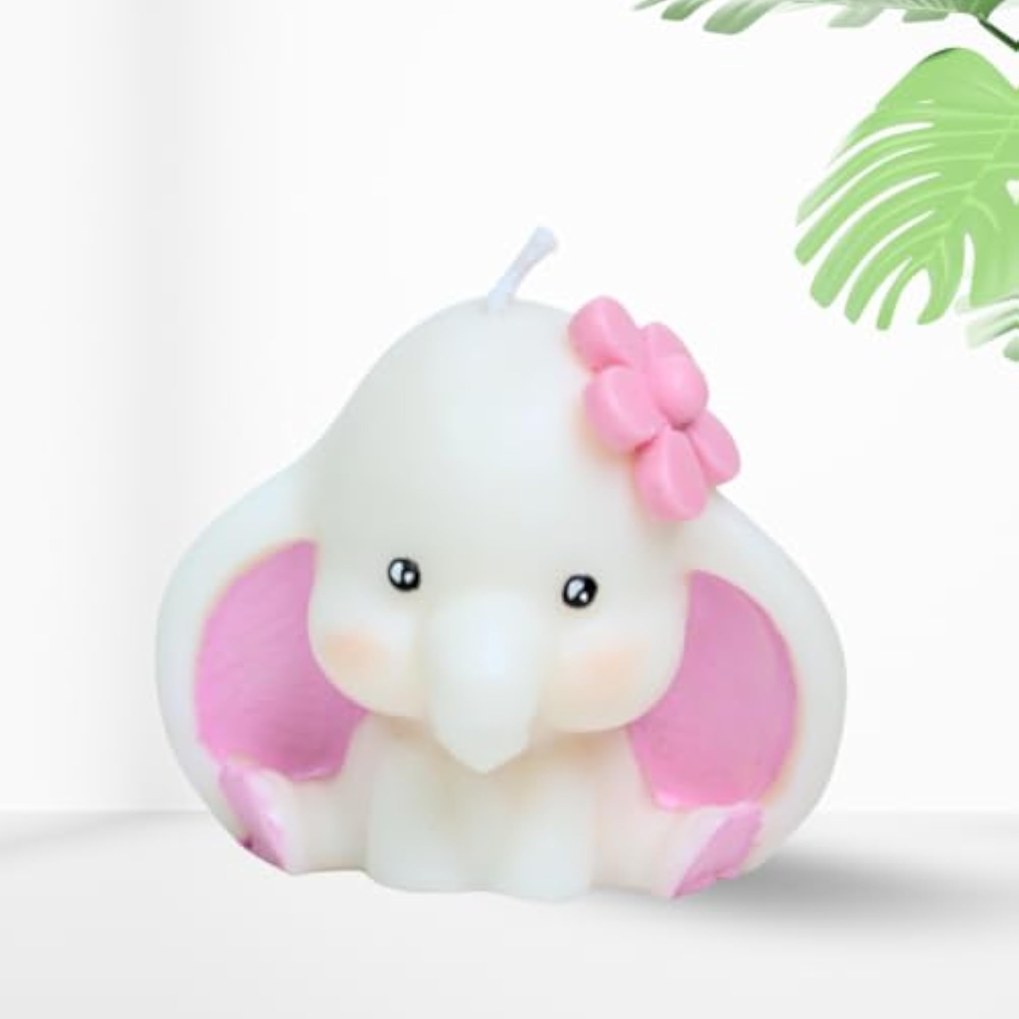 Cute White & Pink Elephant Candle, Adorable Gift